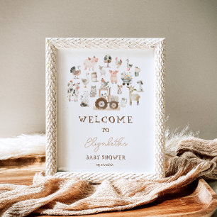 Schattigee Boerderijdieren Barnyard Baby shower We Poster