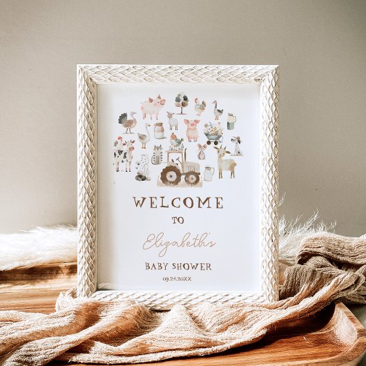 Schattigee Boerderijdieren Barnyard Baby shower We Poster