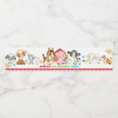 Schattigee Boerderijdieren Barnyard Birthday Baby  Waterfles Etiket (Enkel label)