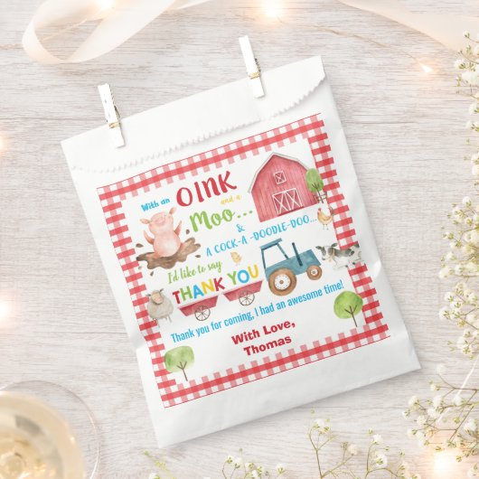 Schattigee Boerderijdieren Barnyard Birthday Bedan Bedankzakje (Geknipt)