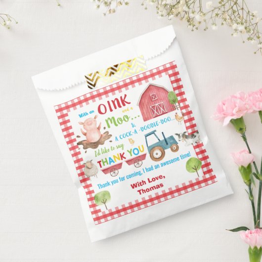 Schattigee Boerderijdieren Barnyard Birthday Bedan Bedankzakje (Gezegeld)
