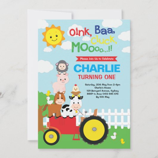 Schattigee boerderijdieren Barnyard Birthday Petti Kaart (Voorkant)