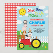 Schattigee boerderijdieren Barnyard Birthday Petti Kaart (Voorkant / Achterkant)