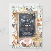 Schattigee boerderijdieren Barnyard Chic Greenery  Kaart (Voorkant)