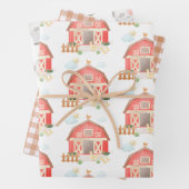 Schattigee boerderijdieren Barnyard en Koe Verjaar Inpakpapier Vel (In situ)