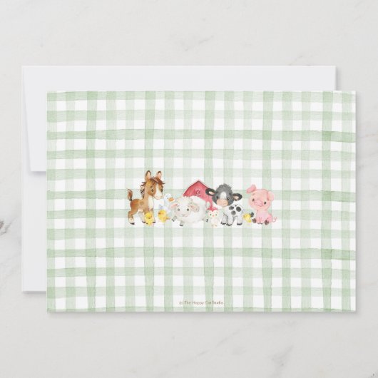 Schattigee boerderijdieren Barnyard Greenery Verja Kaart (Achterkant)