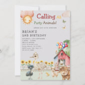 Schattigee Boerderijdieren Barnyard Ranch Verjaard Kaart (Voorkant)