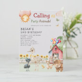 Schattigee Boerderijdieren Barnyard Ranch Verjaard Kaart (Staand voorkant)