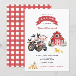 Schattigee Boerderijdieren Boerderij Baby shower Kaart
