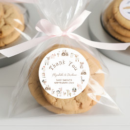 Schattigee boerderijdieren Boho Baby shower dank u Ronde Sticker