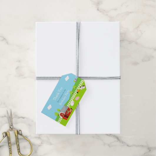 Schattigee Boerderijdieren Cadeau Label Cadeaulabel (Met Touw)