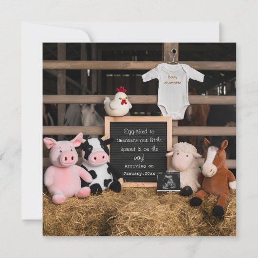 Schattigee boerderijdieren digitale zwangerschapsa kaart (Voorkant)