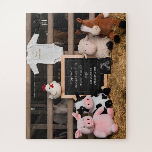 Schattigee boerderijdieren digitale zwangerschapsa legpuzzel (Verticaal)