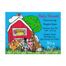 Schattigee Boerderijdieren en Red Barn Baby shower