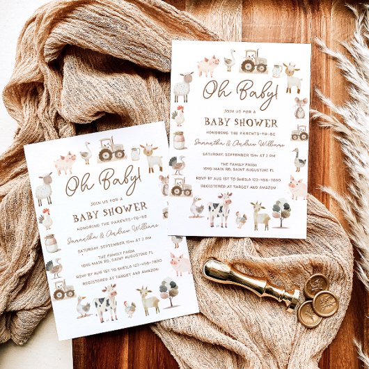 Schattigee boerderijdieren Genderneutraal Baby sho Kaart