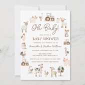 Schattigee boerderijdieren Genderneutraal Baby sho Kaart (Voorkant)