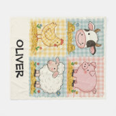 Schattigee boerderijdieren Gingham Barnyard Fleece Deken (Voorkant (Horizontaal))