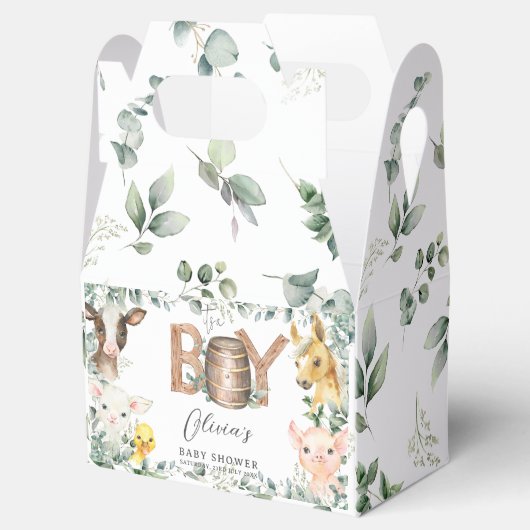 Schattigee Boerderijdieren Groen Jongensschuur Bab Bedankdoosjes (Geopend)