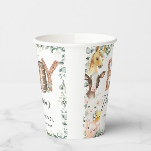 Schattigee Boerderijdieren Groen Jongensschuur Bab Papieren Bekers (Links)