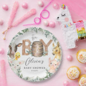 Schattigee Boerderijdieren Groen Jongensschuur Bab Papieren Bordje (Feest)