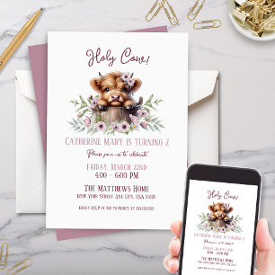 Schattigee Boerderijdieren Hoogland Koe Roze Meisj Kaart