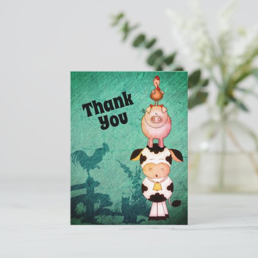 Schattigee Boerderijdieren Koe, Varkens en Haan Da Briefkaart (Staand voorkant)