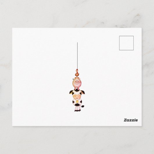 Schattigee Boerderijdieren Koe, Varkens en Haan Da Briefkaart (Achterkant)