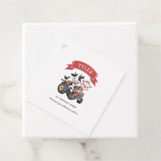 Schattigee Boerderijdieren Koe Varkensverjaardag Bedankjes Labels (In situ)