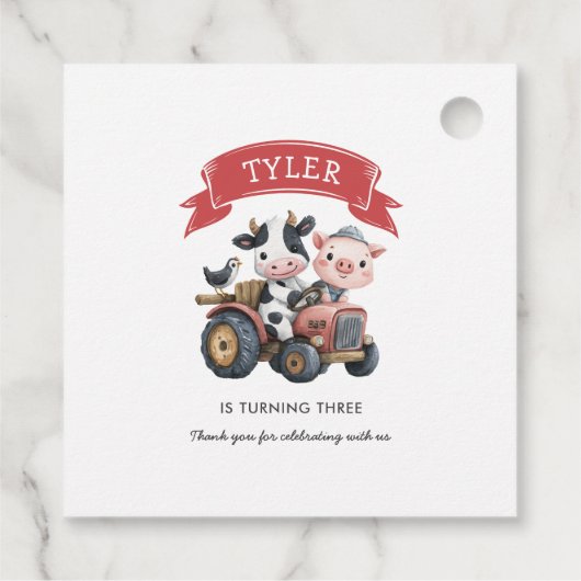 Schattigee Boerderijdieren Koe Varkensverjaardag Bedankjes Labels (Achterkant)