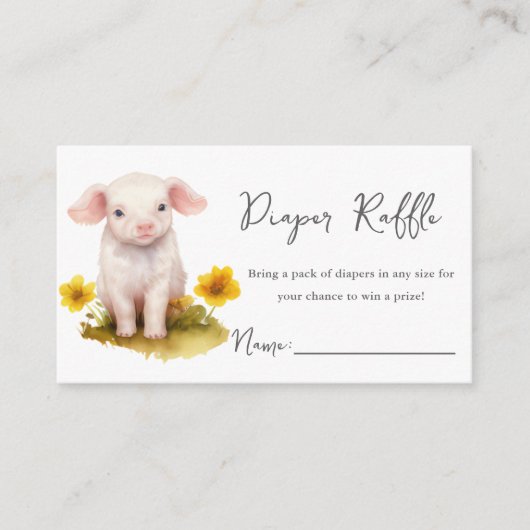 Schattigee Boerderijdieren Luier Raffle Baby showe Informatiekaartje (Voorkant)