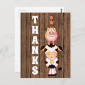 Schattigee boerderijdieren op schuur hout Bedankt  Briefkaart (Voorkant / Achterkant)