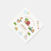 Schattigee boerderijdieren rode schuur tractor pap servet (Hoek)