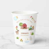 Schattigee boerderijdieren rode schuur tractor ver papieren bekers (Achterkant)