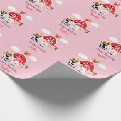 Schattigee boerderijdieren (roze) Verjaardag geper Cadeaupapier (Hoek)