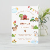 Schattigee Boerderijdieren Tractor Barn Verjaardag Kaart (Staand voorkant)