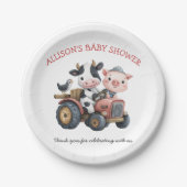 Schattigee boerderijdieren Varken Koe Barnyard Bab Papieren Bordje (Voorkant)