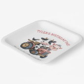 Schattigee Boerderijdieren Varken Koe Verjaardagsf Papieren Bordje (Gebogen)