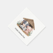 Schattigee Boerderijdieren Varken Koe Verjaardagsf Servet (Hoek)