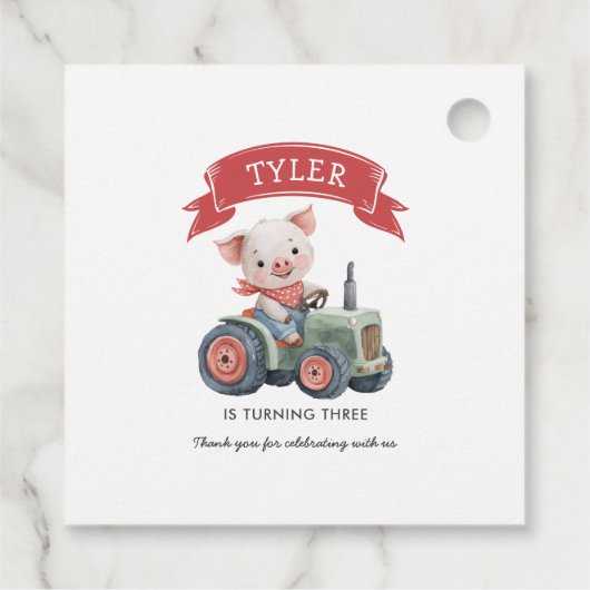 Schattigee Boerderijdieren Varkensverjaardagsfeest Bedankjes Labels (Achterkant)