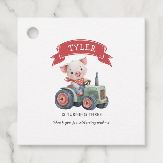 Schattigee Boerderijdieren Varkensverjaardagsfeest Bedankjes Labels (Voorkant)