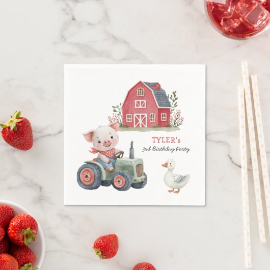 Schattigee boerderijdieren Varkensverjaardagsfeest Servet (Insitu)