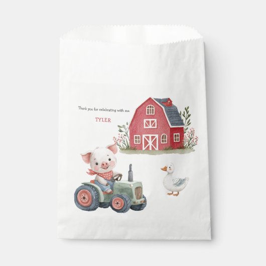 Schattigee boerderijdieren Varkenswerf Verjaardags Bedankzakje (Voorkant)
