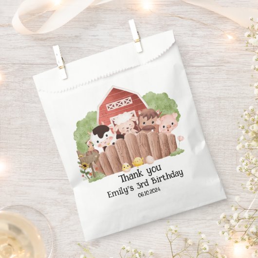 Schattigee boerderijdieren Verjaardag Bedankzakje (Geknipt)