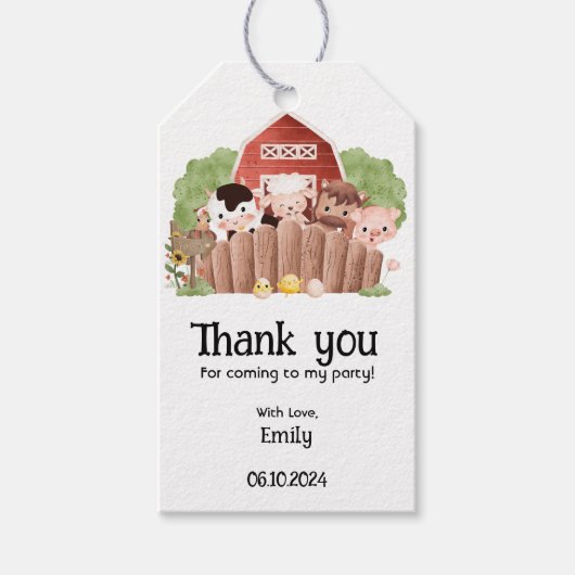 Schattigee boerderijdieren Verjaardag Cadeaulabel (Voorkant)