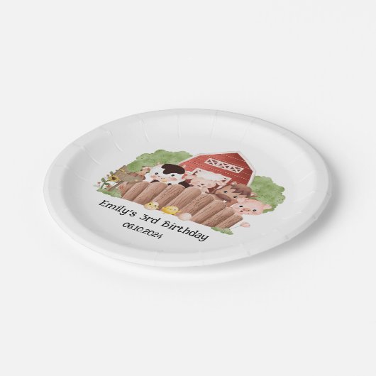Schattigee boerderijdieren Verjaardag Papieren Bordje (Gekanteld)