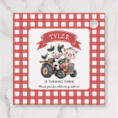 Schattigee Boerderijdieren Verjaardag Rode Strepen Bedankjes Labels (Achterkant)