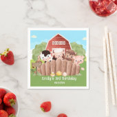 Schattigee boerderijdieren Verjaardag Servet (Insitu)