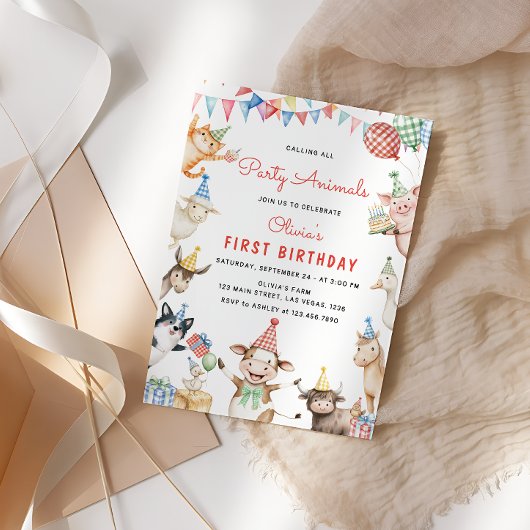 Schattigee boerderijdieren Verjaardagsfeest Barnya Kaart