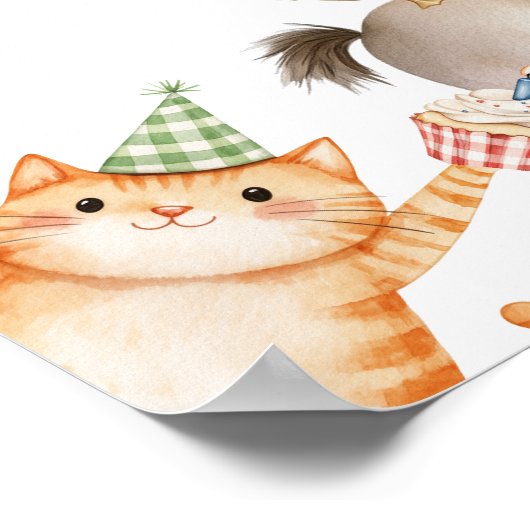 Schattigee Boerderijdieren Verjaardagsfeest Barnya Poster (Hoek)