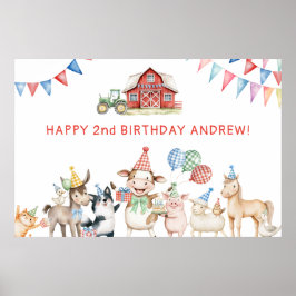Schattigee Boerderijdieren Verjaardagsfeest Barnya Poster